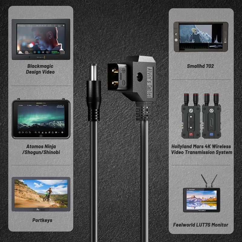 Alvin's Cables D-tap to DC Power Cable for Canon C70, Atomos Shogun, SmallHD Indie 7 Monitor, Blackmagic Video Assist, 12V 5.5mmÃ—2.1mm DC Cable 60cm| 23.6in - Image 4